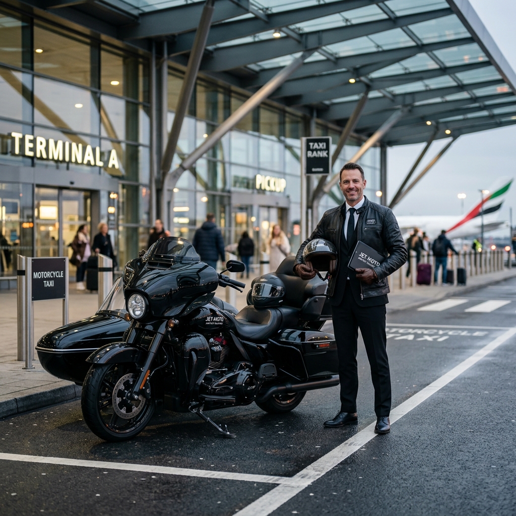 Chauffeur taxi-moto professionnel à l'aéroport CDG Paris