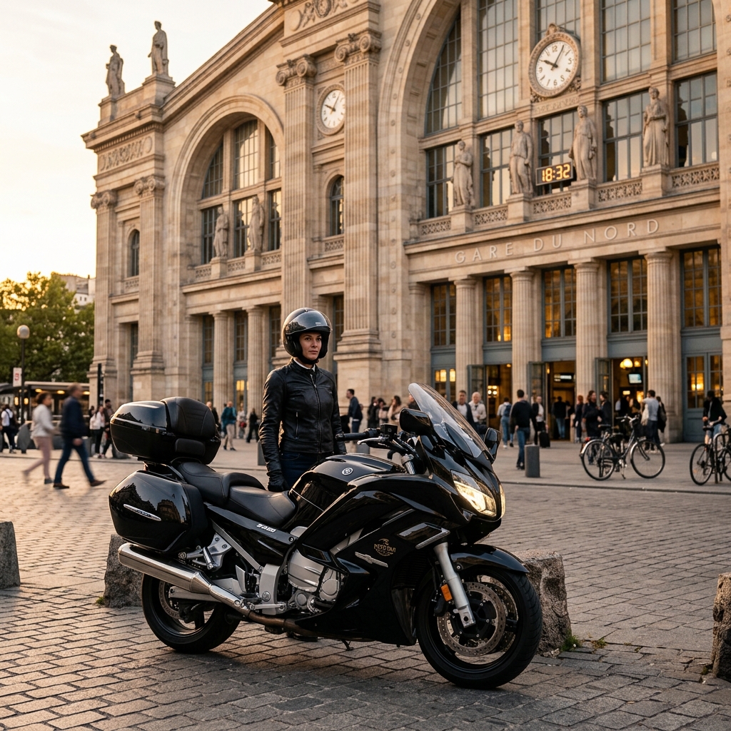 Taxi-moto devant la Gare du Nord Paris